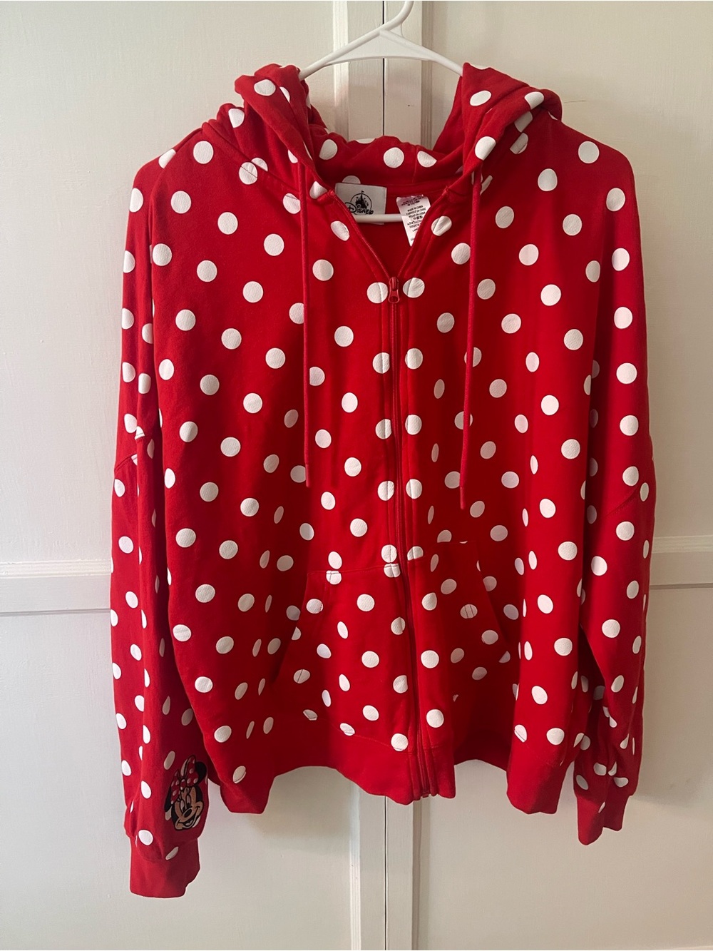 Disney Parks Red Hoodie with White Polka Dots, Zip up Jacket